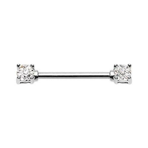 Sprinkle Dot Multi Gem Prong Set Nipple Barbell Ring Nipple Ring Impulse Piercings 14 GA (1.6mm) Clear