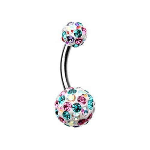 Sprinkles Multi-Sprinkle Dot Sparkle Belly Button Ring Navel Ring Impulse Piercings Aurora Borealis/Pink/Teal