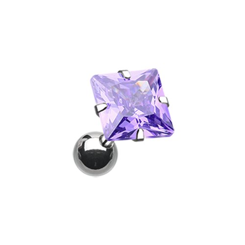 Square Gem Crystal Cartilage Tragus Earring Cartilage Earring Impulse Piercings 5/32" (4mm) Tanzanite