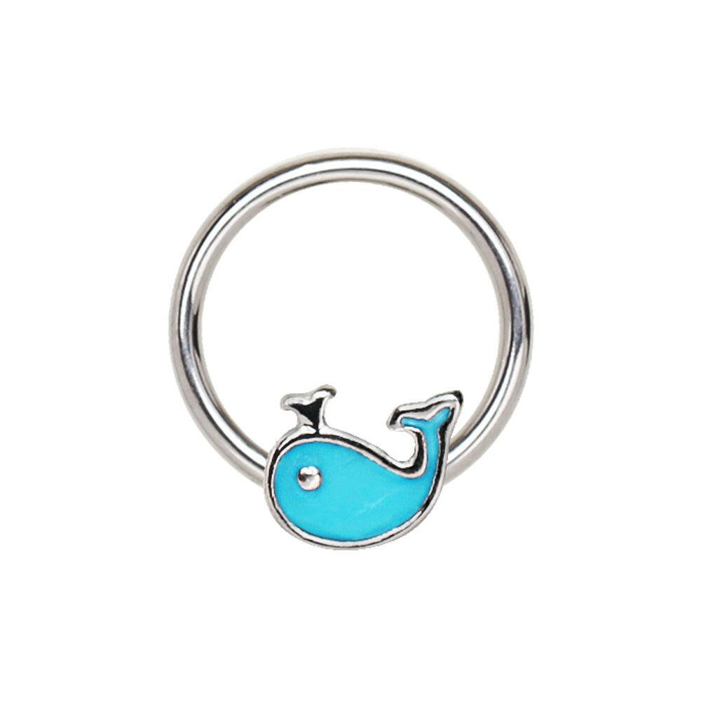 Stainless Blue Whale Snap-in Captive Bead Ring / Septum Ring Septum Ring Impulse Piercings