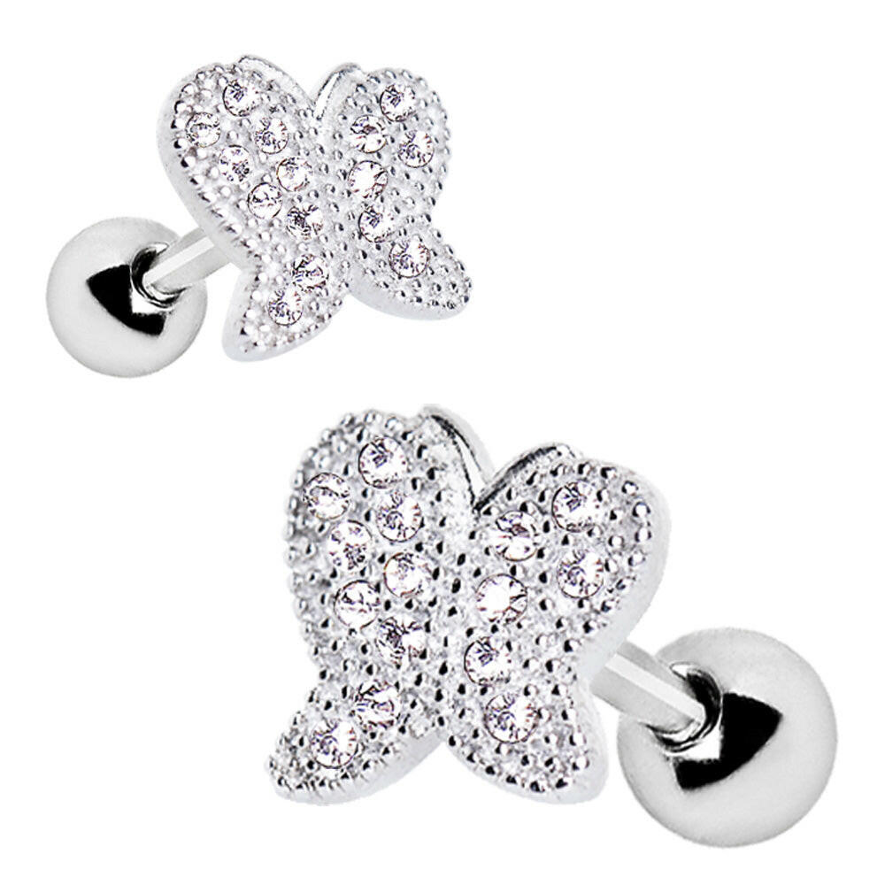 Stainless Crystal Butterfly Cartilage Earring Cartilage Earring Impulse Piercings