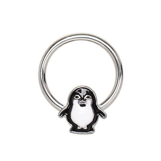 Stainless Penguin Snap-in Captive Bead Ring / Septum Ring Septum Ring Impulse Piercings