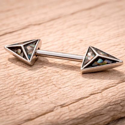 Stainless Steel 3D Triangle Abalone Nipple Bar Nipple Ring Skin Metals
