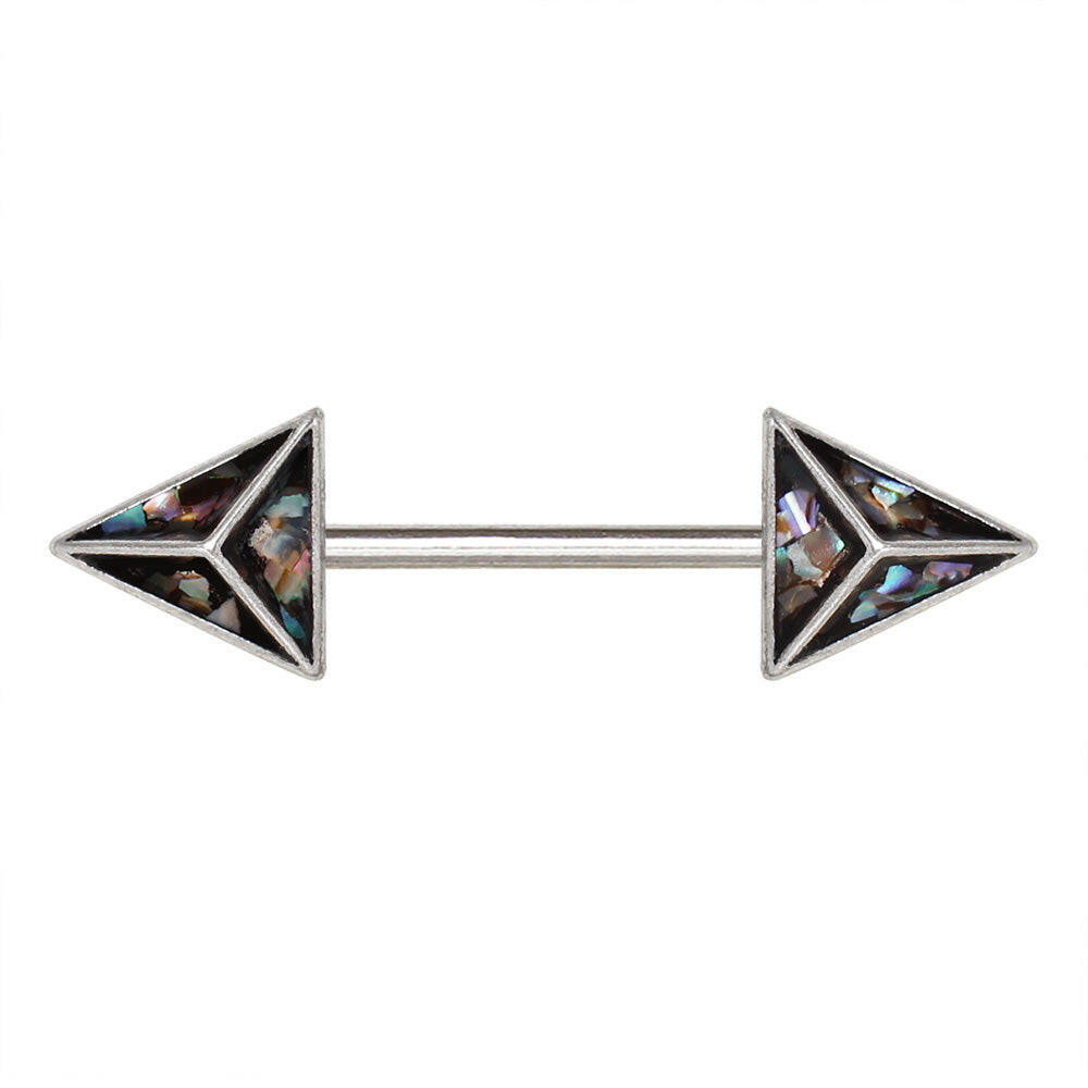 Stainless Steel 3D Triangle Abalone Nipple Bar Nipple Ring Impulse Piercings