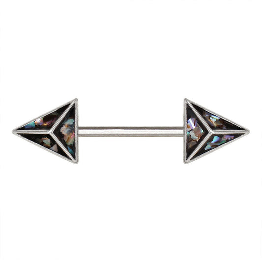 Stainless Steel 3D Triangle Abalone Nipple Bar Nipple Ring Impulse Piercings