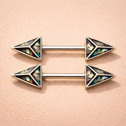 Stainless Steel 3D Triangle Abalone Nipple Bar Nipple Ring Skin Metals