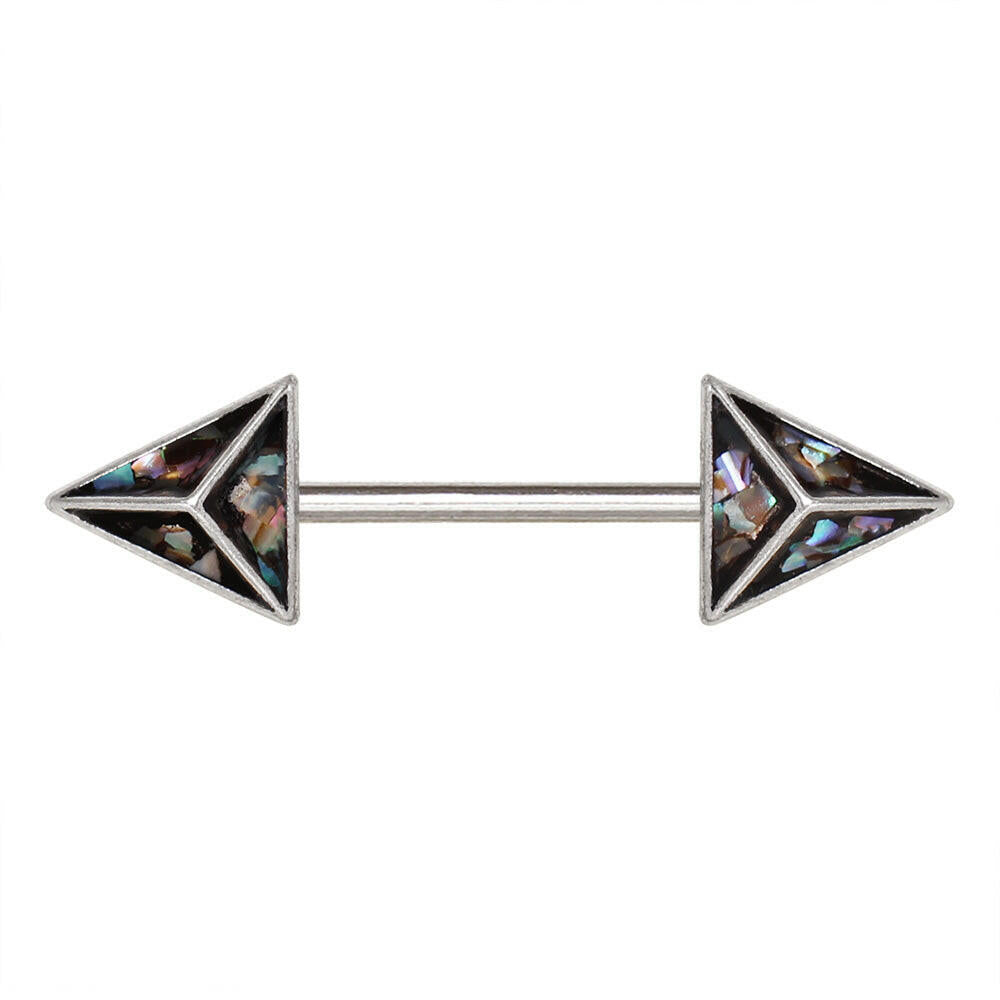 Stainless Steel 3D Triangle Abalone Nipple Bar Nipple Ring Skin Metals