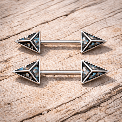 Stainless Steel 3D Triangle Abalone Nipple Bar Nipple Ring Skin Metals