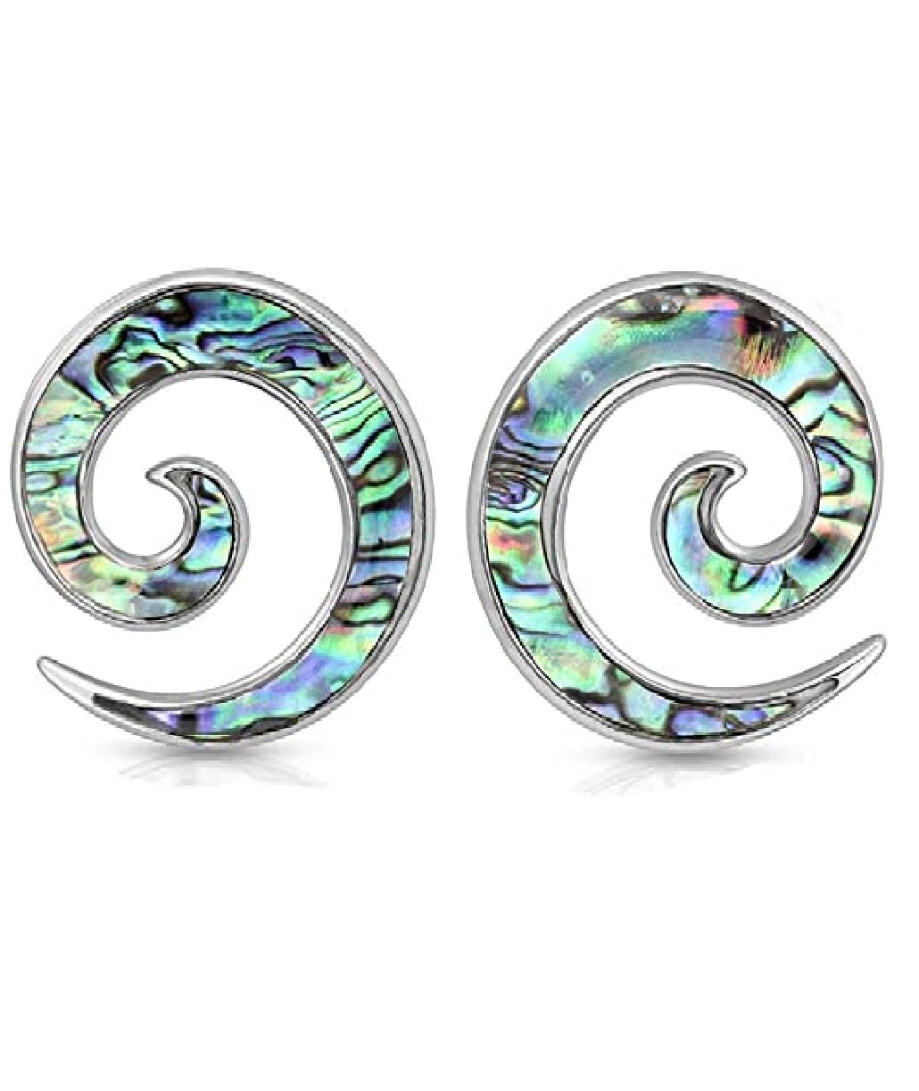 Stainless Steel Abalone Inlaid Spiral Tapers Tapers Impulse Piercings 2GA (6mm)