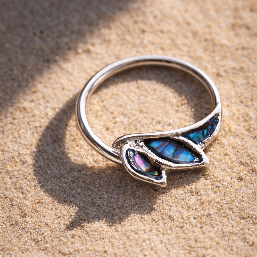 Stainless Steel Abalone Shell Angel Wing Snap-in Captive Bead Ring / Septum Ring Septum Ring Skin Metals