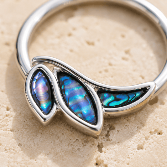 Stainless Steel Abalone Shell Angel Wing Snap-in Captive Bead Ring / Septum Ring