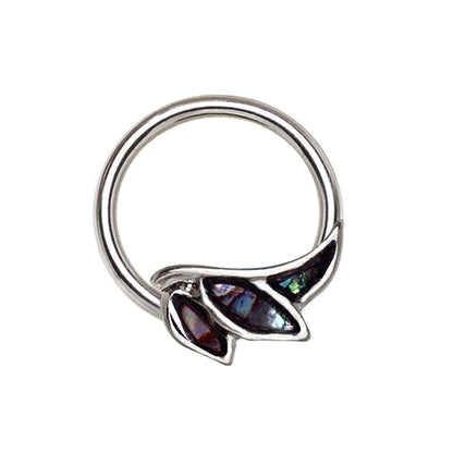 Stainless Steel Abalone Shell Angel Wing Snap-in Captive Bead Ring / Septum Ring - Skin Metals
