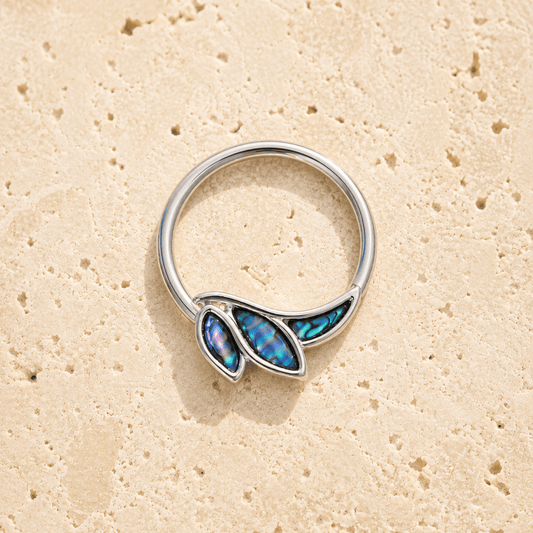 Stainless Steel Abalone Shell Angel Wing Snap-in Captive Bead Ring / Septum Ring