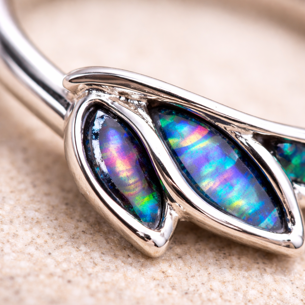 Stainless Steel Abalone Shell Angel Wing Snap-in Captive Bead Ring / Septum Ring Septum Ring Skin Metals