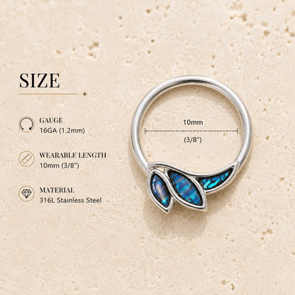 Stainless Steel Abalone Shell Angel Wing Snap-in Captive Bead Ring / Septum Ring