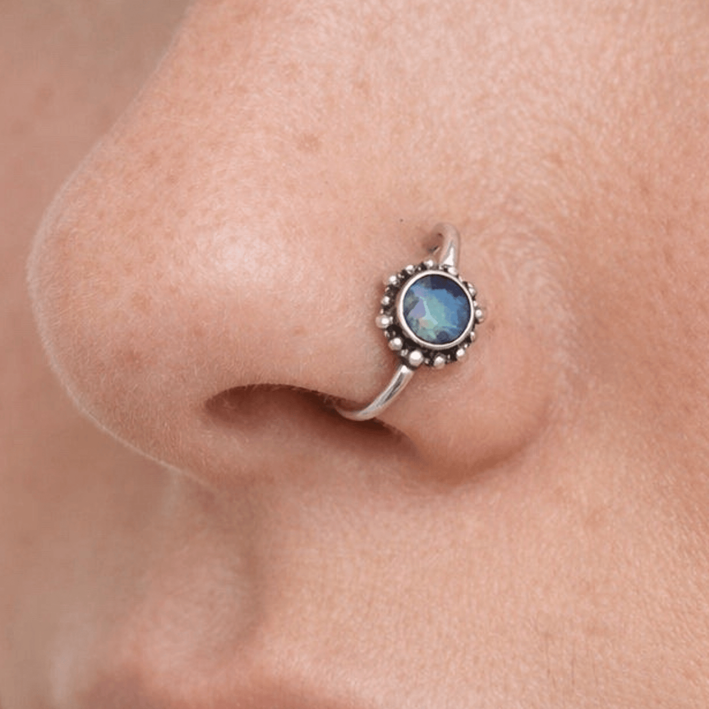 Stainless Steel Abalone Shell Charm Nose Hoop / Cartilage Earring Nose Ring Skin Metals