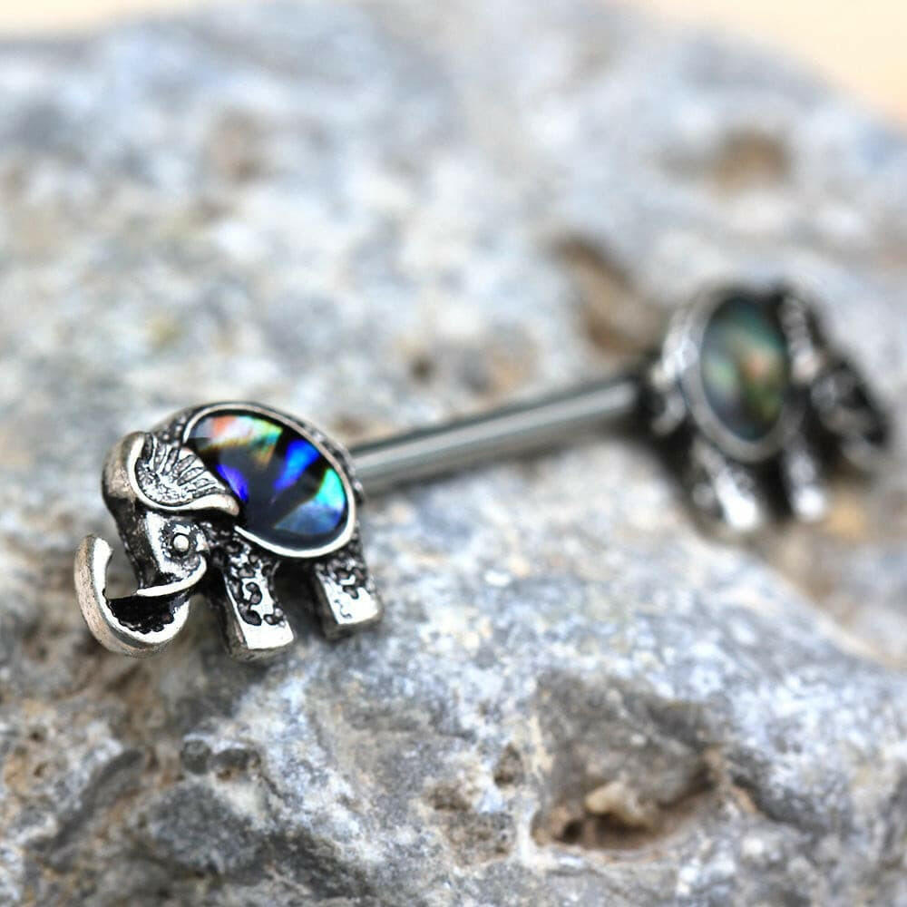 Stainless Steel Abalone Shell Elephant Nipple Bar Nipple Ring Impulse Piercings