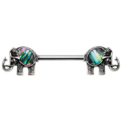 Stainless Steel Abalone Shell Elephant Nipple Bar Nipple Ring Impulse Piercings