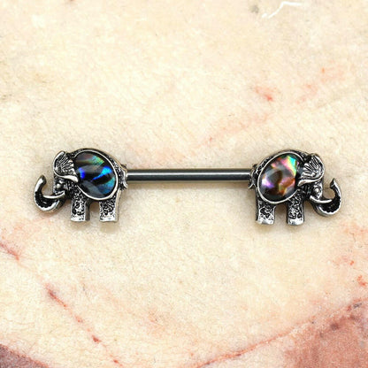 Stainless Steel Abalone Shell Elephant Nipple Bar Nipple Ring Impulse Piercings