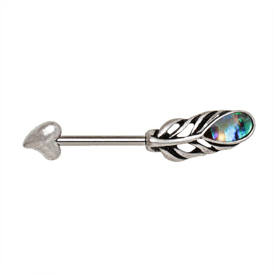 Stainless Steel Abalone Shell Feather Arrow Nipple Bar