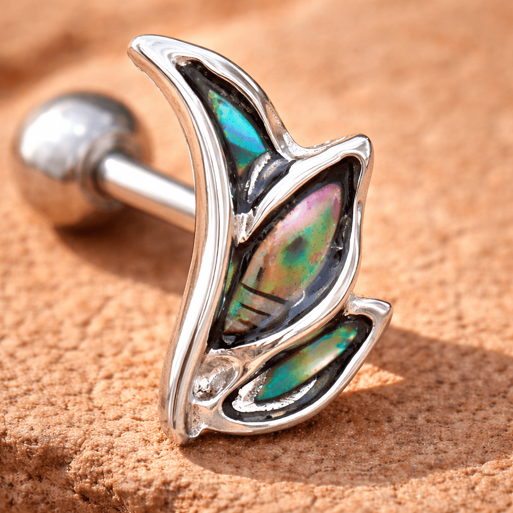 Stainless Steel Abalone Shell Mini Angel Wing Cartilage Earring Skin Metals