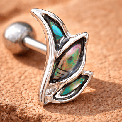 Stainless Steel Abalone Shell Mini Angel Wing Cartilage Earring Skin Metals