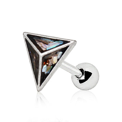 Stainless Steel Abalone Shell Pyramid Cartilage Earring Cartilage Earring Impulse Piercings 16 gaugeLength: 1/4"