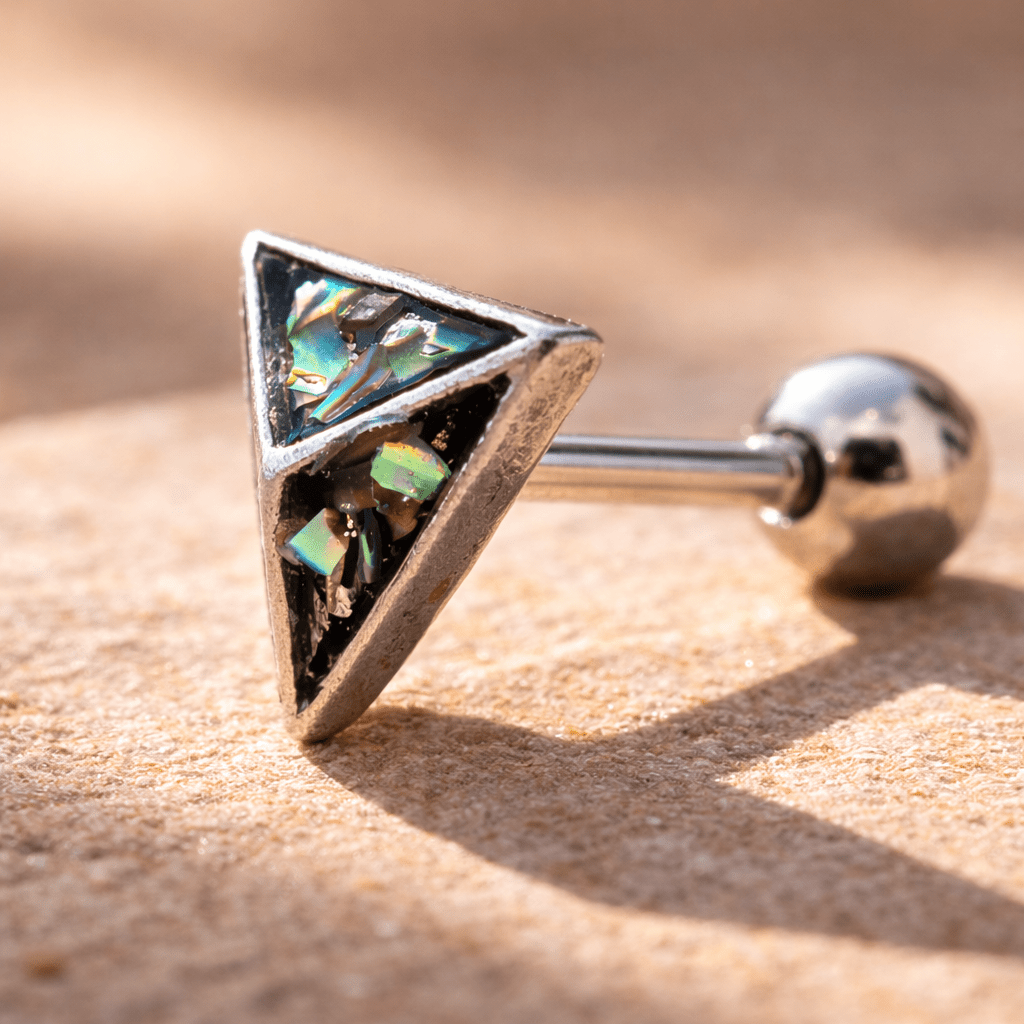 Stainless Steel Abalone Shell Pyramid Cartilage Earring Cartilage Earring Impulse Piercings