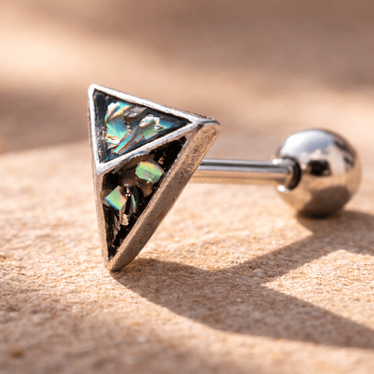 Stainless Steel Abalone Shell Pyramid Cartilage Earring Cartilage Earring Impulse Piercings