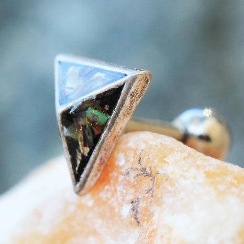 Stainless Steel Abalone Shell Pyramid Cartilage Earring Cartilage Earring Impulse Piercings