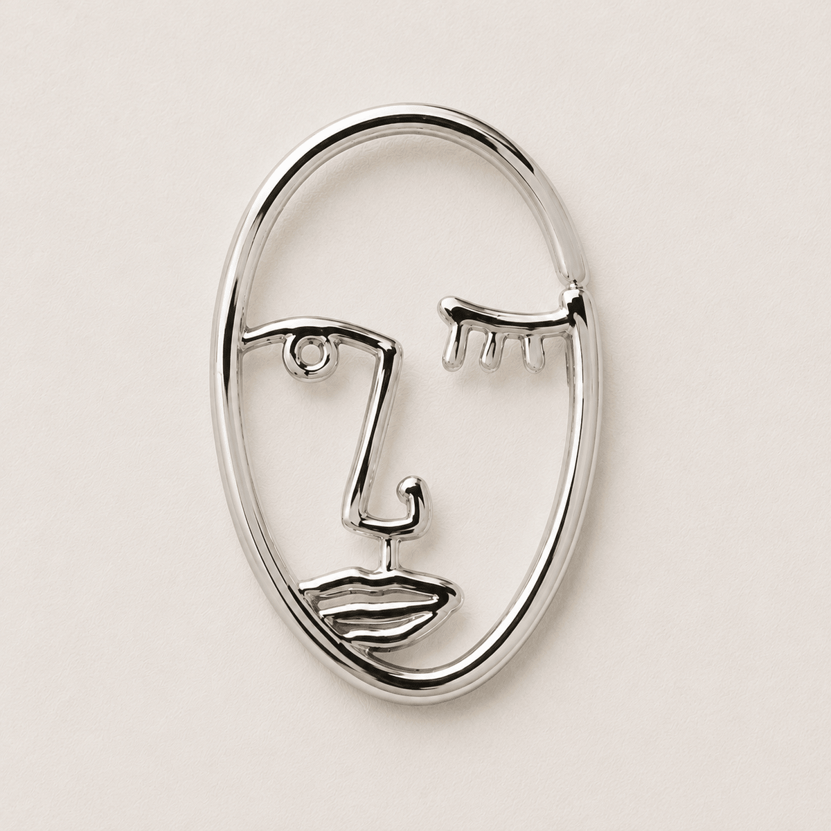 Stainless Steel Abstract Face Cartilage Earring front view