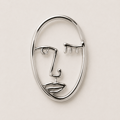 Stainless Steel Abstract Face Cartilage Earring front view