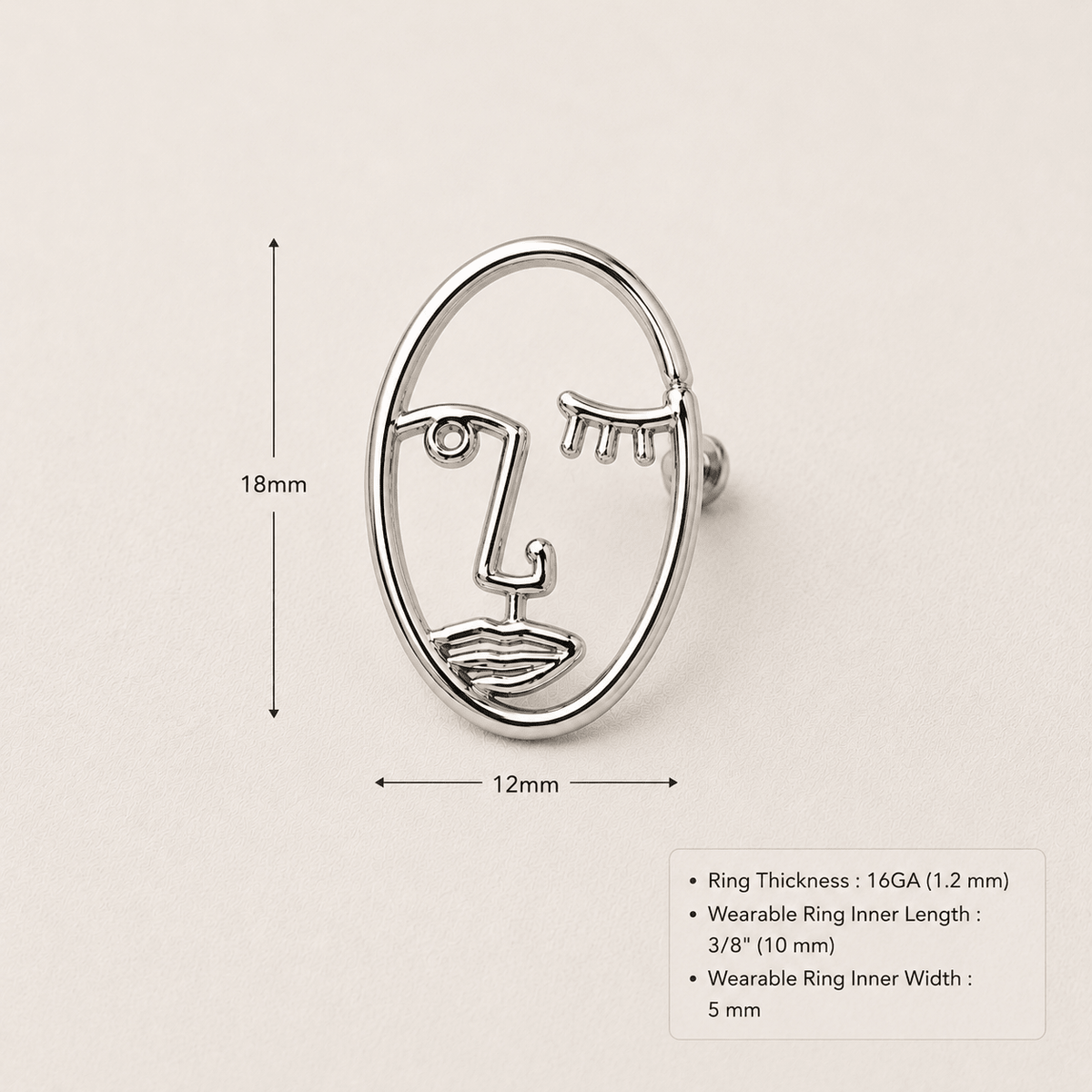 Abstract Face Cartilage Earring side profile