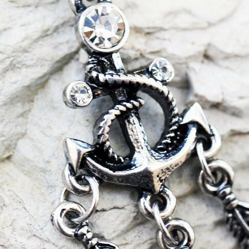 Stainless Steel Anchor and Feather Dangle Navel Ring