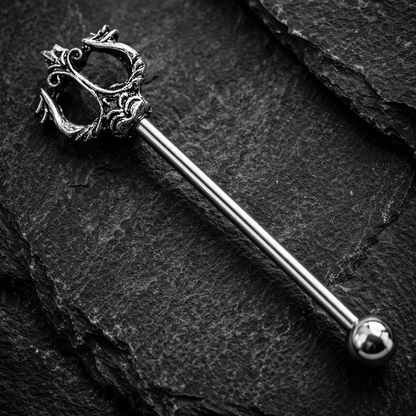 Stainless Steel Ancient Trident of Poseidon Industrial Barbell - Skin Metals