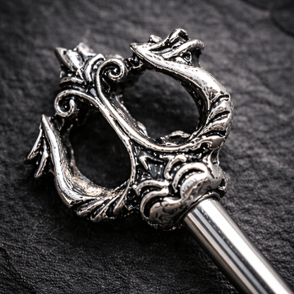 Stainless Steel Ancient Trident of Poseidon Industrial Barbell - Skin Metals