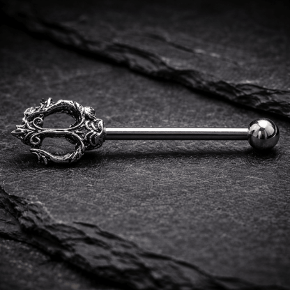 Stainless Steel Ancient Trident of Poseidon Industrial Barbell - Skin Metals