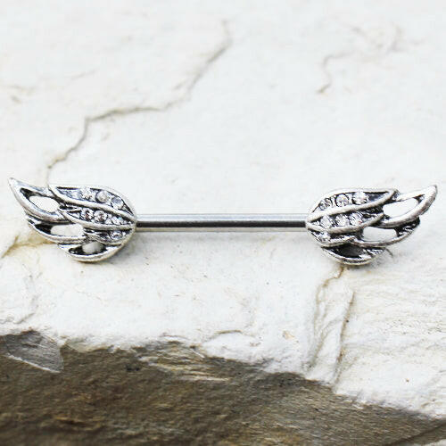 Stainless Steel Angel's Wing Nipple Bar Nipple Ring Impulse Piercings