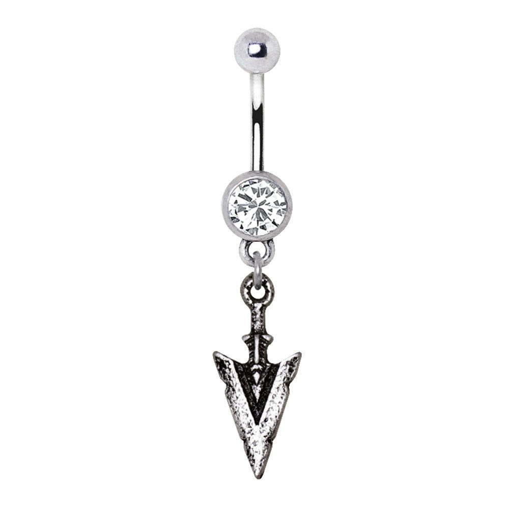 Stainless Steel Antique Arrowhead Dangle Navel Ring Navel Ring Impulse Piercings