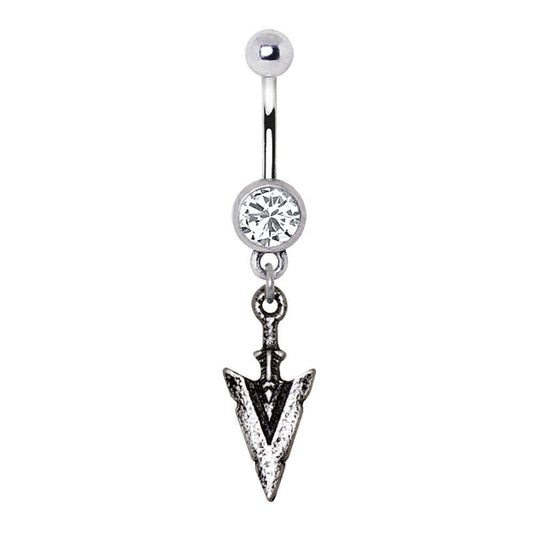 Stainless Steel Antique Arrowhead Dangle Navel Ring Navel Ring Impulse Piercings