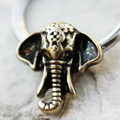 Stainless Steel Antique Bronze Plated Elephant Snap-in Captive Bead Ring Septum Ring Impulse Piercings