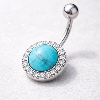 Stainless Steel Antique Jeweled Turquoise Navel Ring Navel Ring Skin Metals