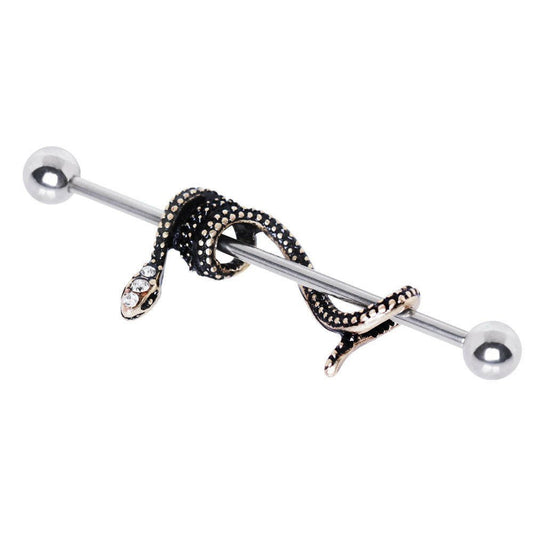 Stainless Steel Antique Snake Industrial Barbell