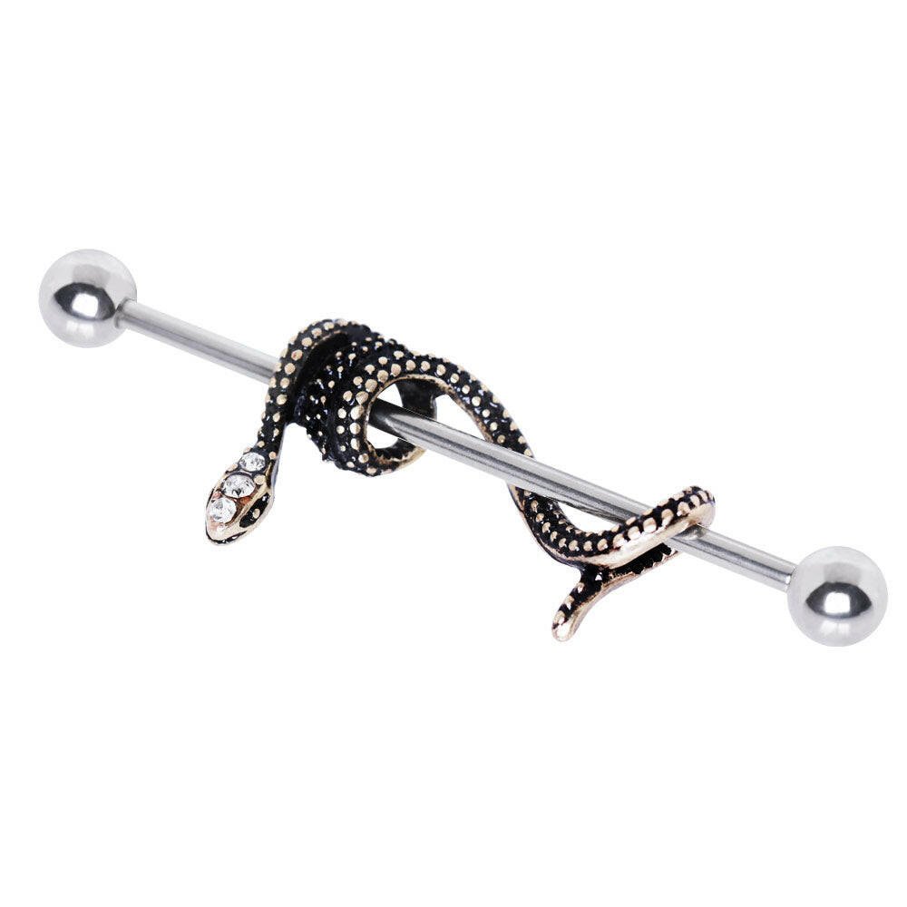 Stainless Steel Antique Snake Industrial Barbell Industrial Barbell Impulse Piercings