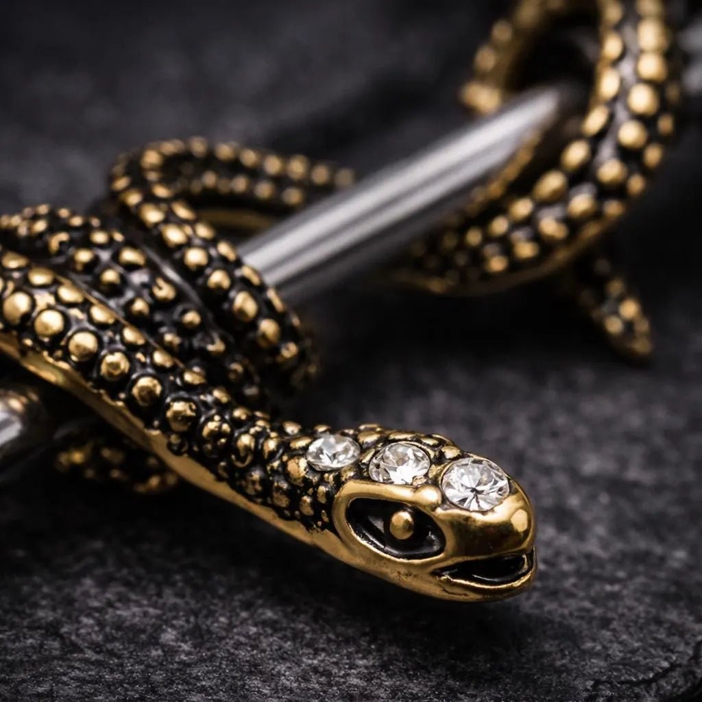 Stainless Steel Antique Snake Industrial Barbell Industrial Barbell Skin Metals