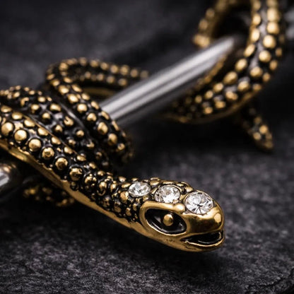 Stainless Steel Antique Snake Industrial Barbell Industrial Barbell Skin Metals