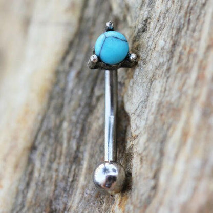 Stainless Steel Antique Style Turquoise Eyebrow Ring Eyebrow Ring Impulse Piercings