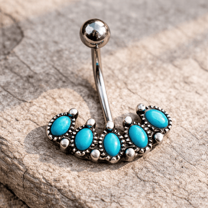 Stainless Steel Antique Turquoise Navel Ring Belly Button Ring Skin Metals