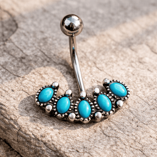 Stainless Steel Antique Turquoise Navel Ring Belly Button Ring Skin Metals