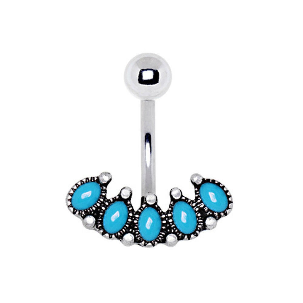 Stainless Steel Antique Turquoise Navel Ring Navel Ring Impulse Piercings